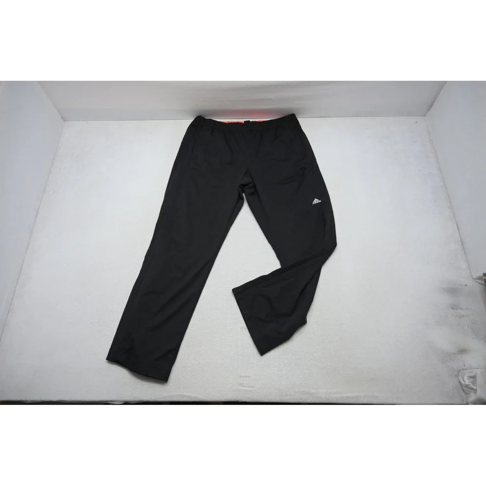 Adidas Track Pants Mens XL Black 3 Stripe Zipper Pockets Athletic Excellent
